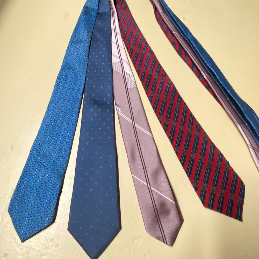 Lot of 4 Designer Ties for Men Christian Dior, Harrods and Paco Rabanne MUST SEE